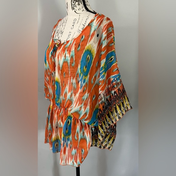 Apt. 9 Orange and Green Asymmetrical Blouse 💛💙 - Picture 4 of 10